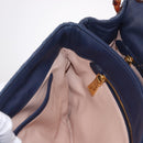 PRADA Gathered Chain Shoulder Bag Denim Blue Gold Auth 189327V-23