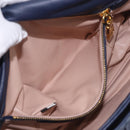 PRADA Gathered Chain Shoulder Bag Denim Blue Gold Auth 189327V-26