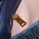 PRADA Gathered Chain Shoulder Bag Denim Blue Gold Auth 189327V-27
