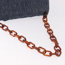 PRADA Gathered Chain Shoulder Bag Denim Blue Gold Auth 189327V-7