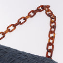 PRADA Gathered Chain Shoulder Bag Denim Blue Gold Auth 189327V-8