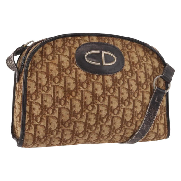 Christian Dior Trotter Canvas Shoulder Bag Beige Auth 189328