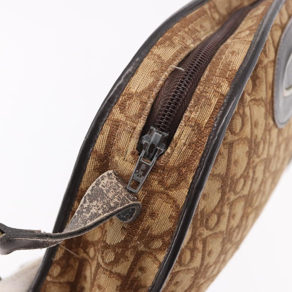 Christian Dior Trotter Canvas Shoulder Bag Beige Auth 189328