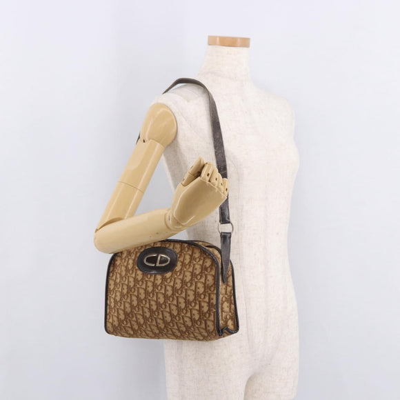 Christian Dior Trotter Canvas Shoulder Bag Beige Auth 189328
