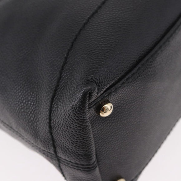 CHANEL Shoulder Bag Caviar Skin Black Gold CC Auth 189329SAM