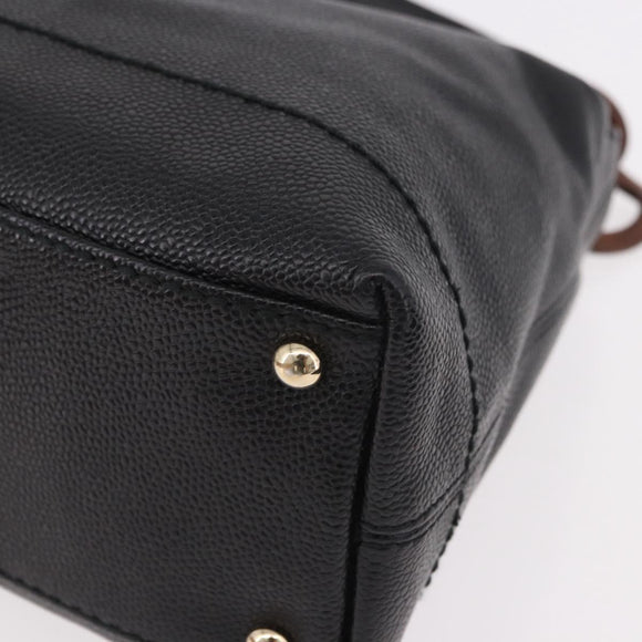 CHANEL Shoulder Bag Caviar Skin Black Gold CC Auth 189329SAM