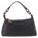 CHANEL Shoulder Bag Caviar Skin Black Gold CC Auth 189329SAM-13