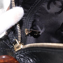 CHANEL Shoulder Bag Caviar Skin Black Gold CC Auth 189329SAM-23