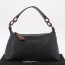 CHANEL Shoulder Bag Caviar Skin Black Gold CC Auth 189329SAM-12