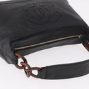 CHANEL Shoulder Bag Caviar Skin Black Gold CC Auth 189329SAM-6
