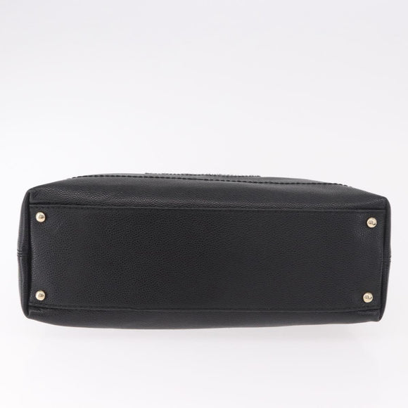 CHANEL Shoulder Bag Caviar Skin Black Gold CC Auth 189329SAM