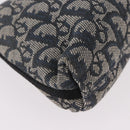 Christian Dior Trotter Canvas Accessory Pouch Navy Silver Auth 189334V-10