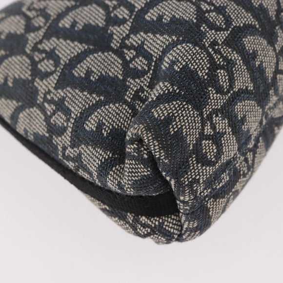 Christian Dior Trotter Canvas Accessory Pouch Navy Silver Auth 189334V