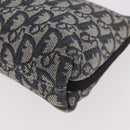 Christian Dior Trotter Canvas Accessory Pouch Navy Silver Auth 189334V-11