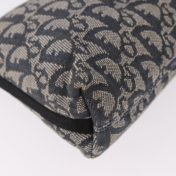 Christian Dior Trotter Canvas Accessory Pouch Navy Silver Auth 189334V