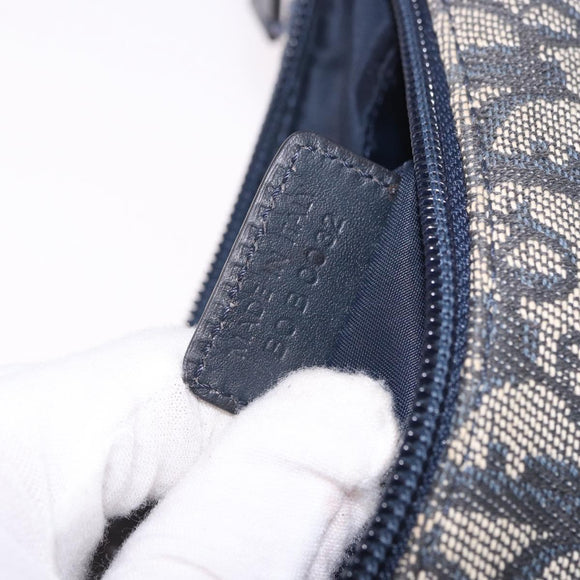 Christian Dior Trotter Canvas Accessory Pouch Navy Silver Auth 189334V
