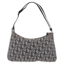 Christian Dior Trotter Canvas Accessory Pouch Navy Silver Auth 189334V-3