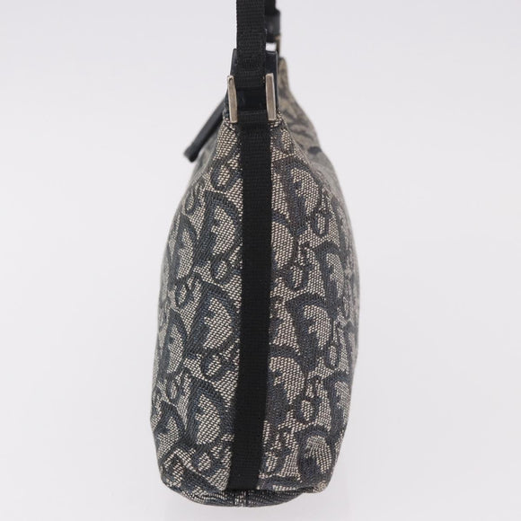 Christian Dior Trotter Canvas Accessory Pouch Navy Silver Auth 189334V
