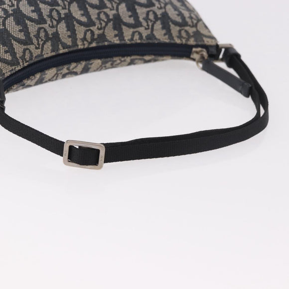 Christian Dior Trotter Canvas Accessory Pouch Navy Silver Auth 189334V