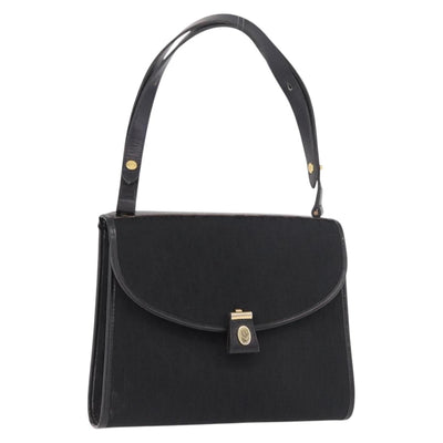 Christian Dior Trotter Canvas Hand Bag Black Gold Auth 189336