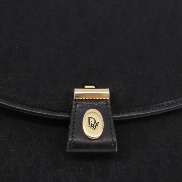 Christian Dior Trotter Canvas Hand Bag Black Gold Auth 189336
