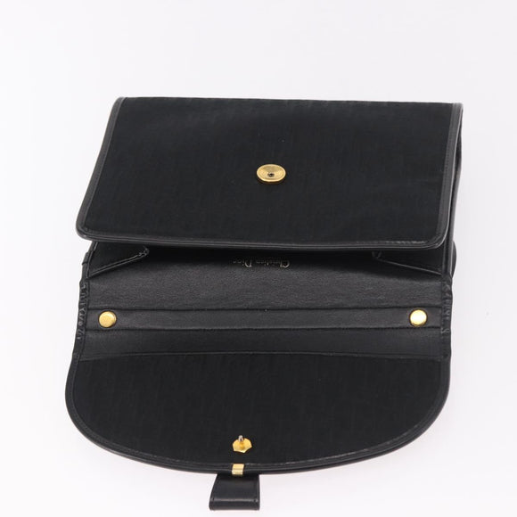 Christian Dior Trotter Canvas Hand Bag Black Gold Auth 189336
