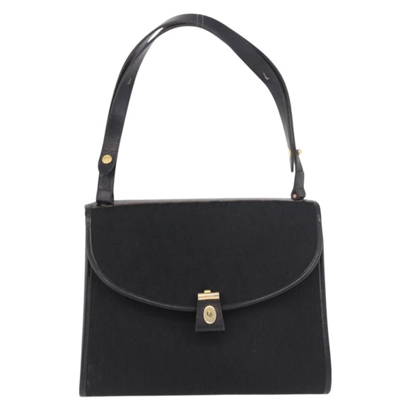 Christian Dior Trotter Canvas Hand Bag Black Gold Auth 189336