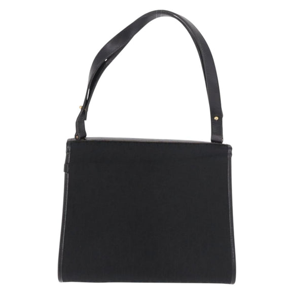 Christian Dior Trotter Canvas Hand Bag Black Gold Auth 189336