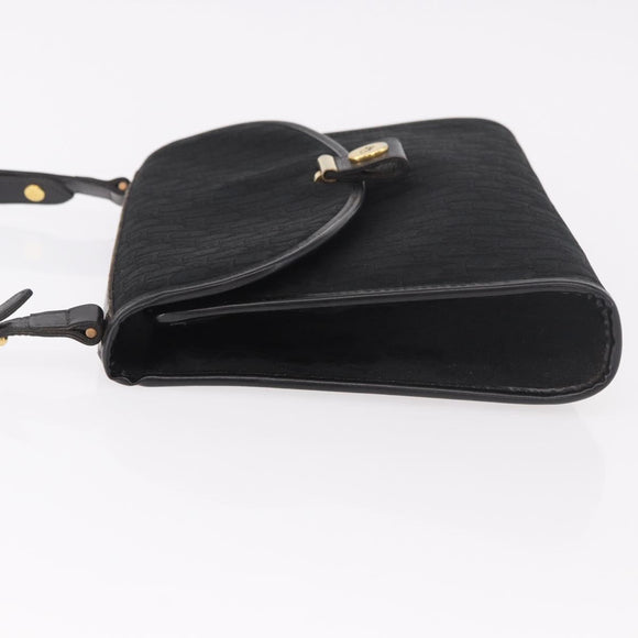 Christian Dior Trotter Canvas Hand Bag Black Gold Auth 189336