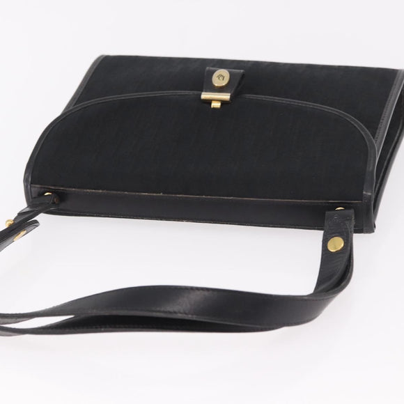 Christian Dior Trotter Canvas Hand Bag Black Gold Auth 189336