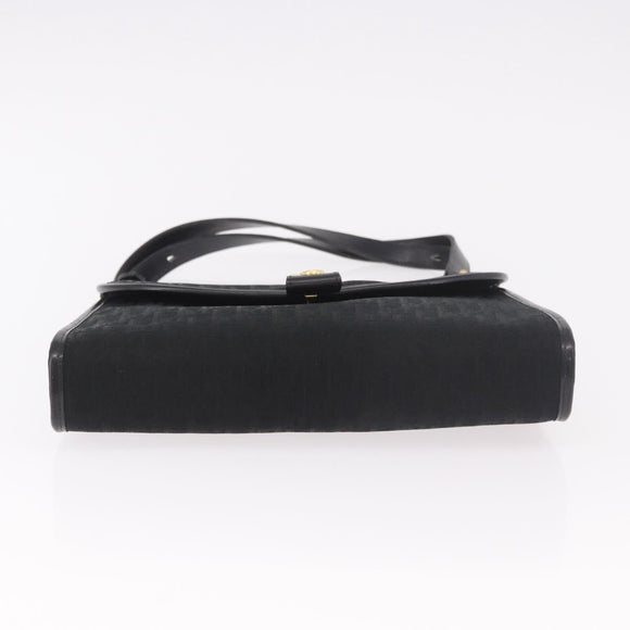 Christian Dior Trotter Canvas Hand Bag Black Gold Auth 189336