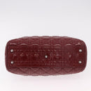 Christian Dior Lady Dior Canage Hand Bag Patent leather Red Silver Auth 189337-10