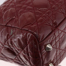 Christian Dior Lady Dior Canage Hand Bag Patent leather Red Silver Auth 189337-11