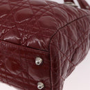 Christian Dior Lady Dior Canage Hand Bag Patent leather Red Silver Auth 189337-12