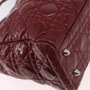 Christian Dior Lady Dior Canage Hand Bag Patent leather Red Silver Auth 189337-13
