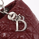 Christian Dior Lady Dior Canage Hand Bag Patent leather Red Silver Auth 189337-15