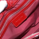 Christian Dior Lady Dior Canage Hand Bag Patent leather Red Silver Auth 189337-16
