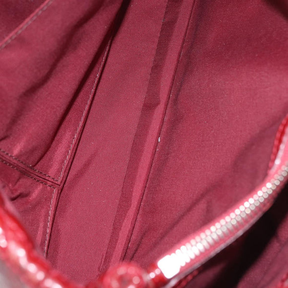 Christian Dior Lady Dior Canage Hand Bag Patent leather Red Silver Auth 189337