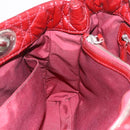 Christian Dior Lady Dior Canage Hand Bag Patent leather Red Silver Auth 189337-21