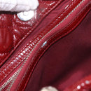 Christian Dior Lady Dior Canage Hand Bag Patent leather Red Silver Auth 189337-23