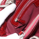 Christian Dior Lady Dior Canage Hand Bag Patent leather Red Silver Auth 189337-24