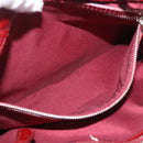 Christian Dior Lady Dior Canage Hand Bag Patent leather Red Silver Auth 189337-25