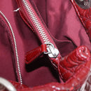 Christian Dior Lady Dior Canage Hand Bag Patent leather Red Silver Auth 189337-26