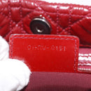 Christian Dior Lady Dior Canage Hand Bag Patent leather Red Silver Auth 189337-28