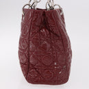 Christian Dior Lady Dior Canage Hand Bag Patent leather Red Silver Auth 189337-5