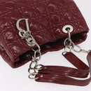 Christian Dior Lady Dior Canage Hand Bag Patent leather Red Silver Auth 189337-7