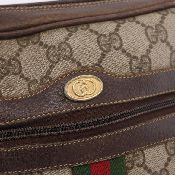 GUCCI GG Supreme Web Sherry Line Shoulder Bag PVC Beige Red 010 378 Auth 189338