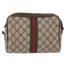 GUCCI GG Supreme Web Sherry Line Shoulder Bag PVC Beige Red 010 378 Auth 189338-3