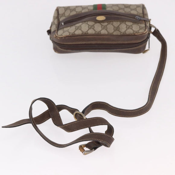 GUCCI GG Supreme Web Sherry Line Shoulder Bag PVC Beige Red 010 378 Auth 189338
