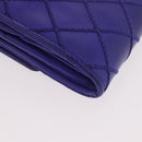CHANEL Matelasse Long Wallet Caviar Skin Black Silver CC Auth 189341A-10